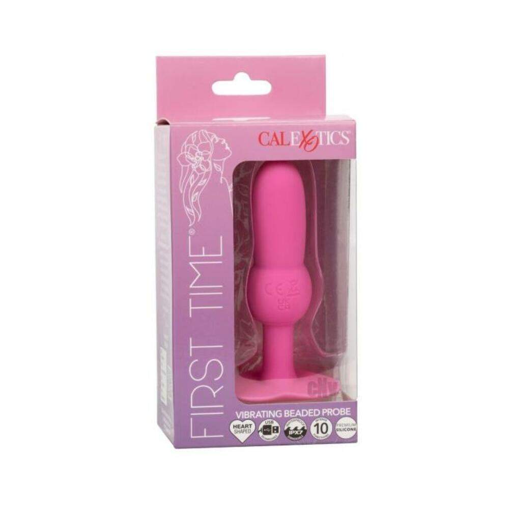 First Time Vibrating Triple Beaded Anal Probe - Purple