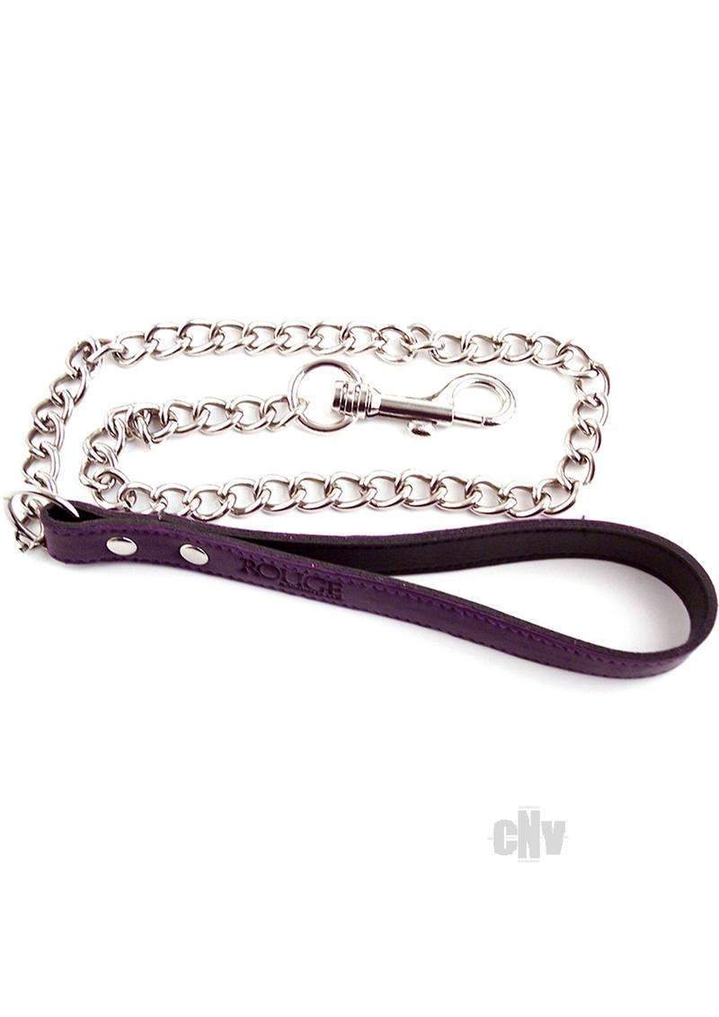 Leather Lead with Chain - BLUE