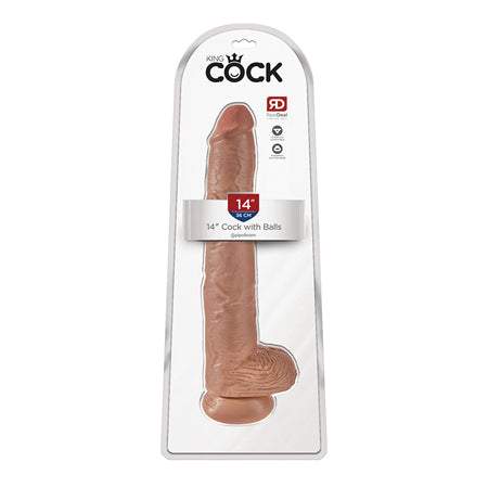 King Cock 14 Cock With Balls - Brown