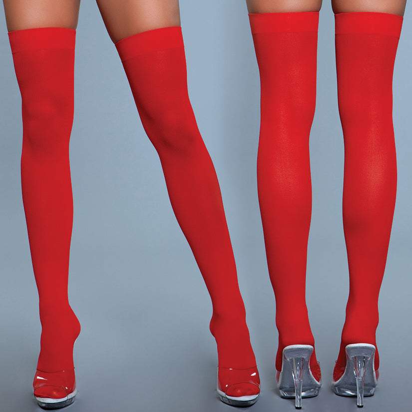BeWicked Nylon Fishnet Thigh Highs-Black O/S