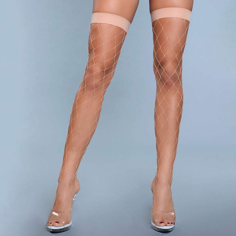BeWicked Opaque Nylon Thigh Highs-Red O/S
