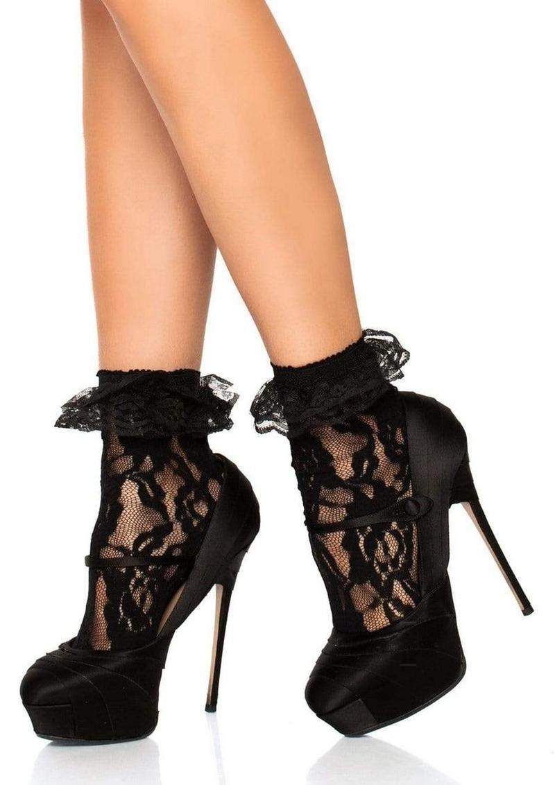 Stocking Bow Lace Ruffle Os Wht