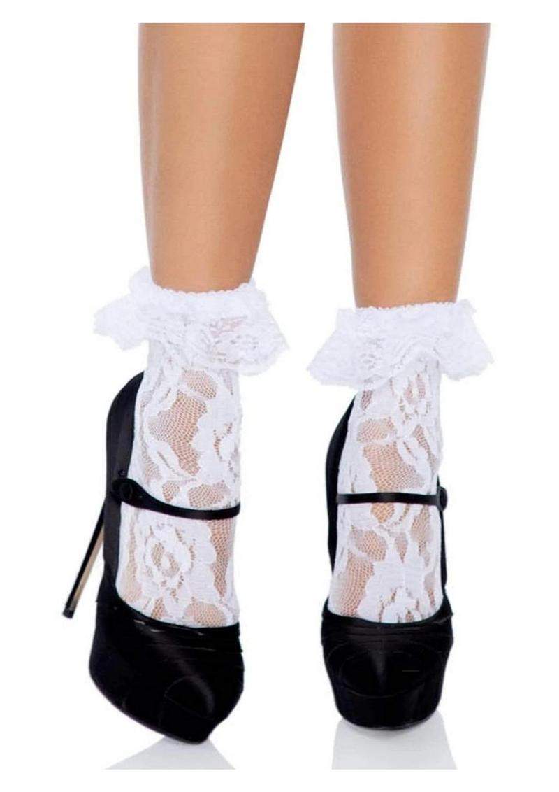 Lace Anklet With Ruffles Os Blk