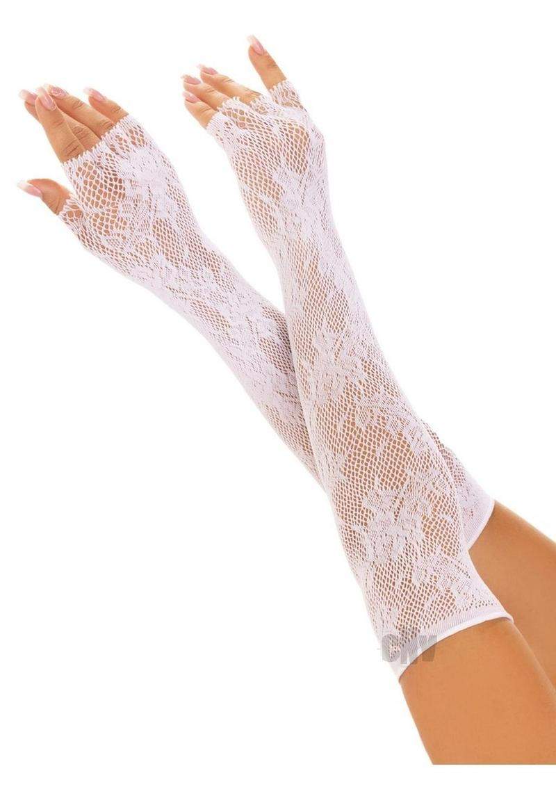 Industrial Net Stockings With Duchess Lace Top and Attached Multi Strand Garter Belt - 1x/2x - Black