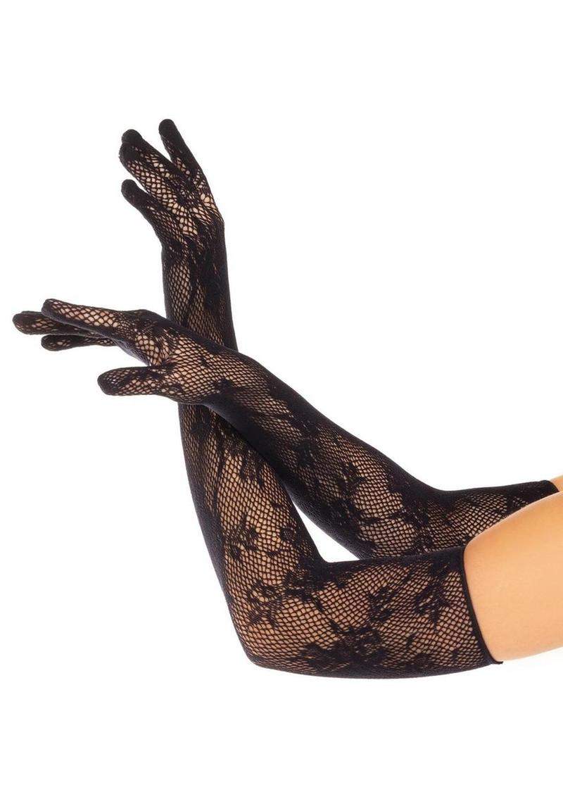 Seamless Opera  floral Fingerless Os Wht