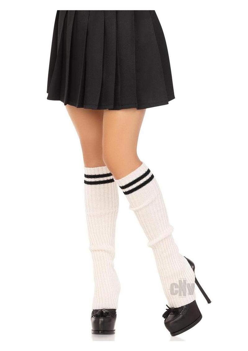 Rib Stirrup Leg Warmers Stripe Os Blk