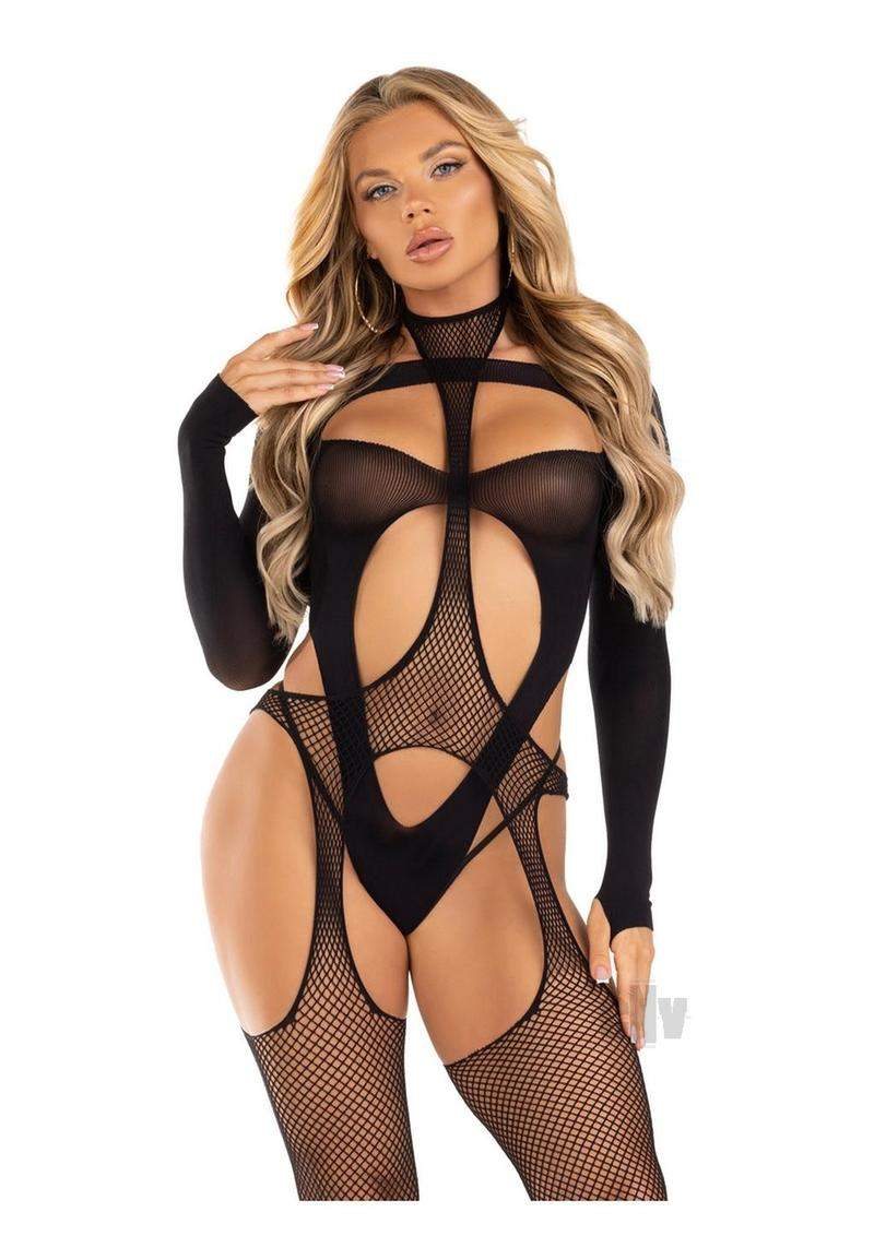 Spandex Micro Net Tights 1x-2x Blk