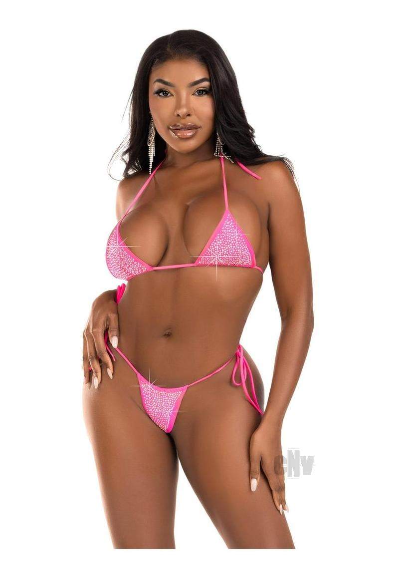 Rhine Bikini Top Side Tie Thong Os Blk