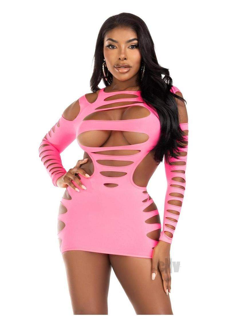 Opaque Shred Cut Mini Dress Os Blk