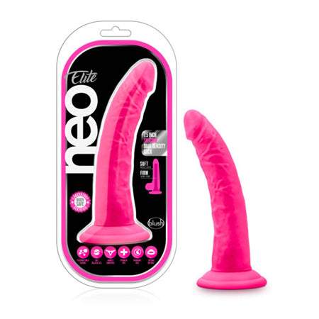 Blush Neo Elite 7.5 Silicone Dual Density Cock w/Balls - Neon Orange