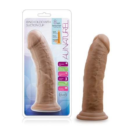Au Naturel - 8 Inch Dildo With Suction Cup -  Chocolate