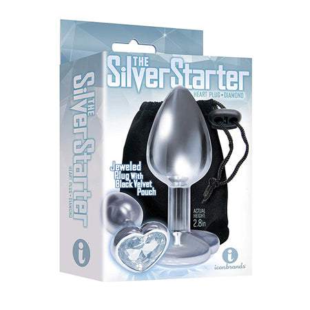 The 9's The Silver Starter Bejeweled Heart Stainless Steel Plug - Pink