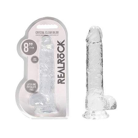 Shots RealRock Realistic Crystal Clear 8 Dildo w/Balls - Transparent Clear