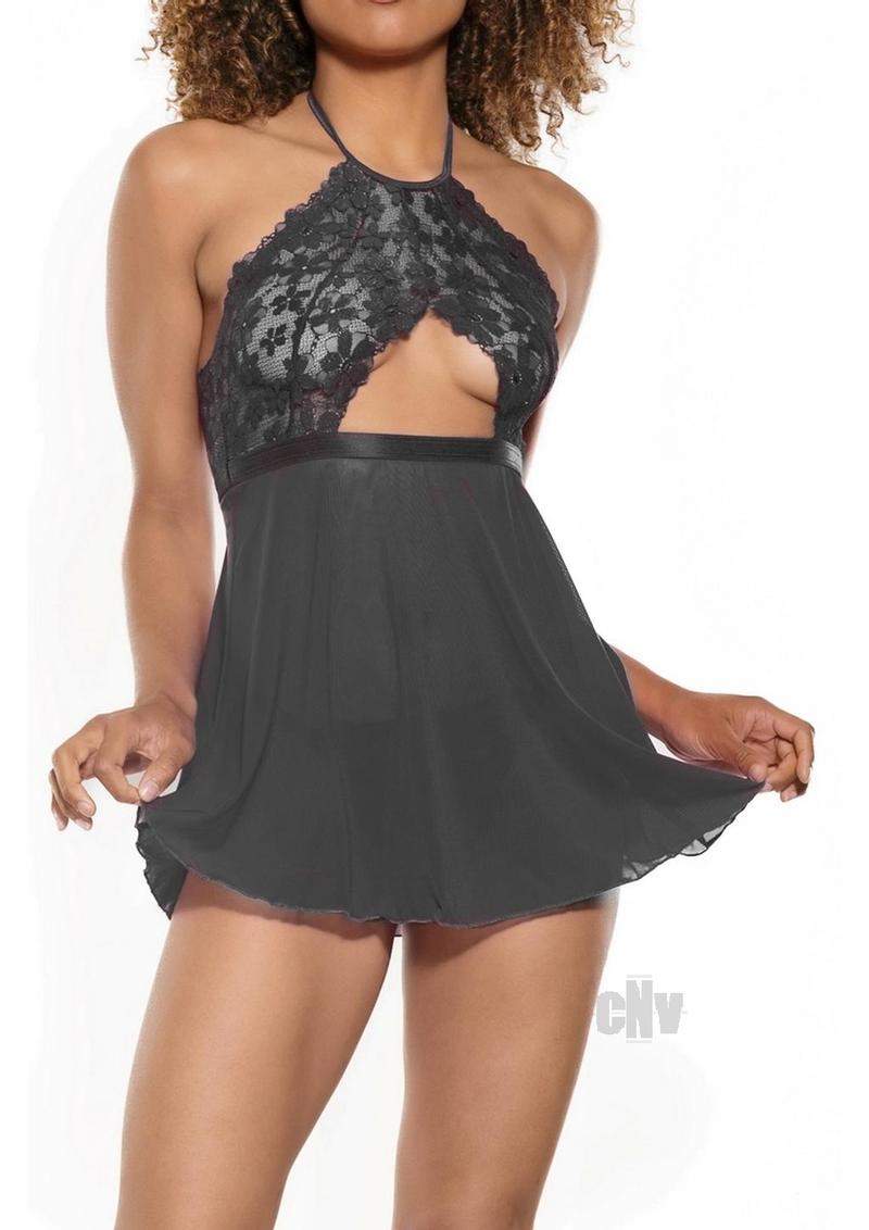 Babydoll Gstring Blk Os