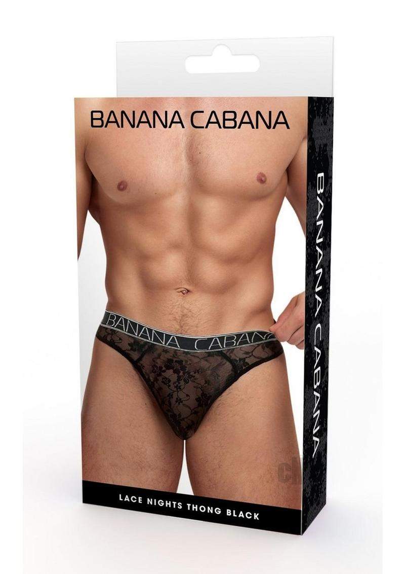 Banana Cabana Lace Nights Thong S/m Blk