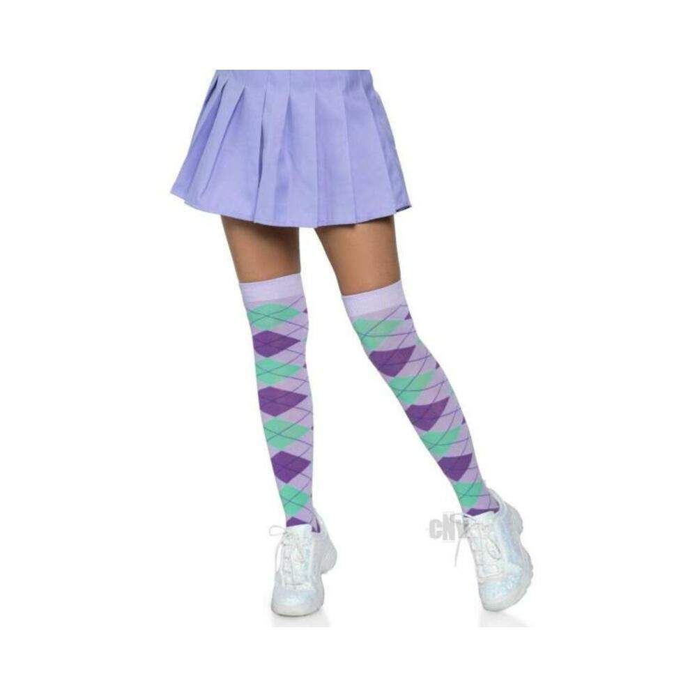 Argyle Knit Over The Knee Socks Os Lav