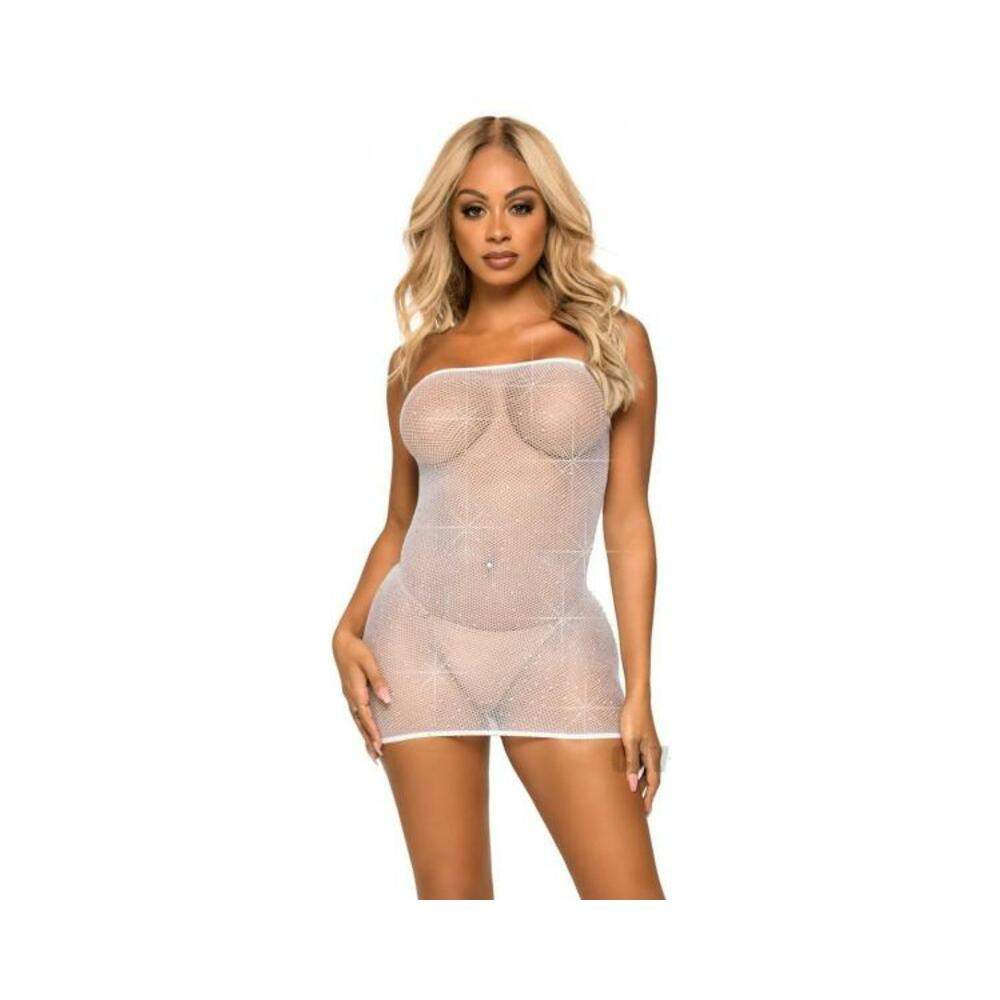 Crystalize Net Convert Tube Dress Os Wht