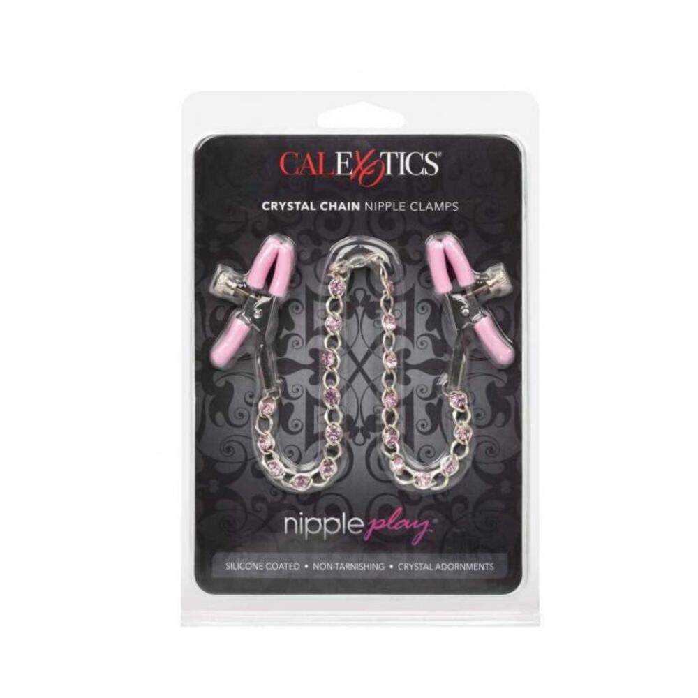 Nipple Play Crystal Chain Clamps Pink