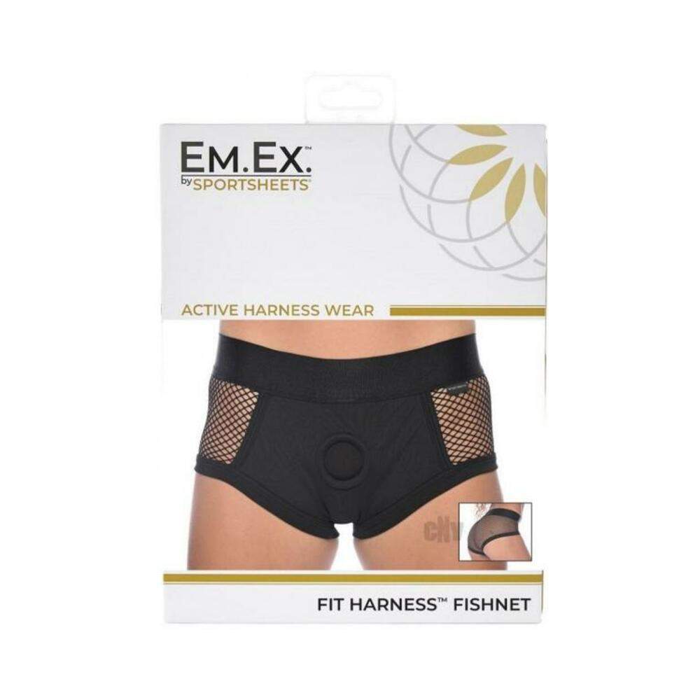 Em Ex Fit Harness Fishnet Lg Black