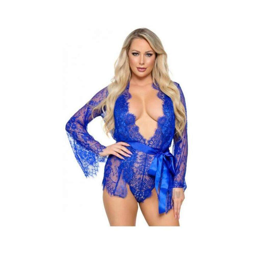 Floral Lace Teddy Thong Robe Tie Sm Ryl