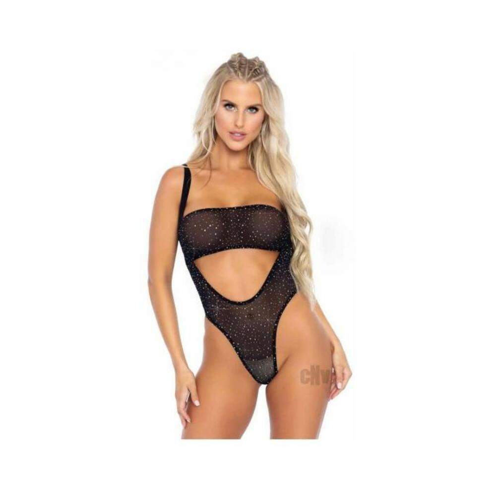 Rhinestone Mesh Bandeau/body Os 2pc Blk