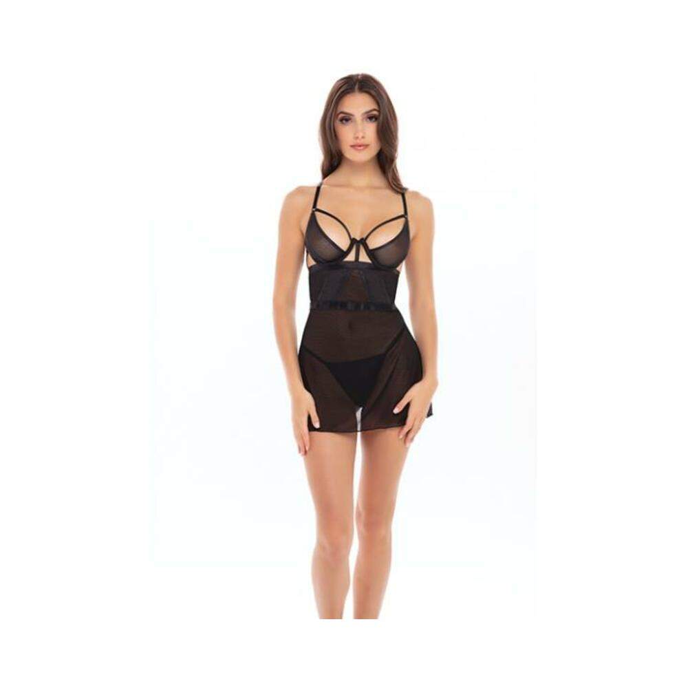 Rene Rofe New In Town Chemise & G-string Black M/l