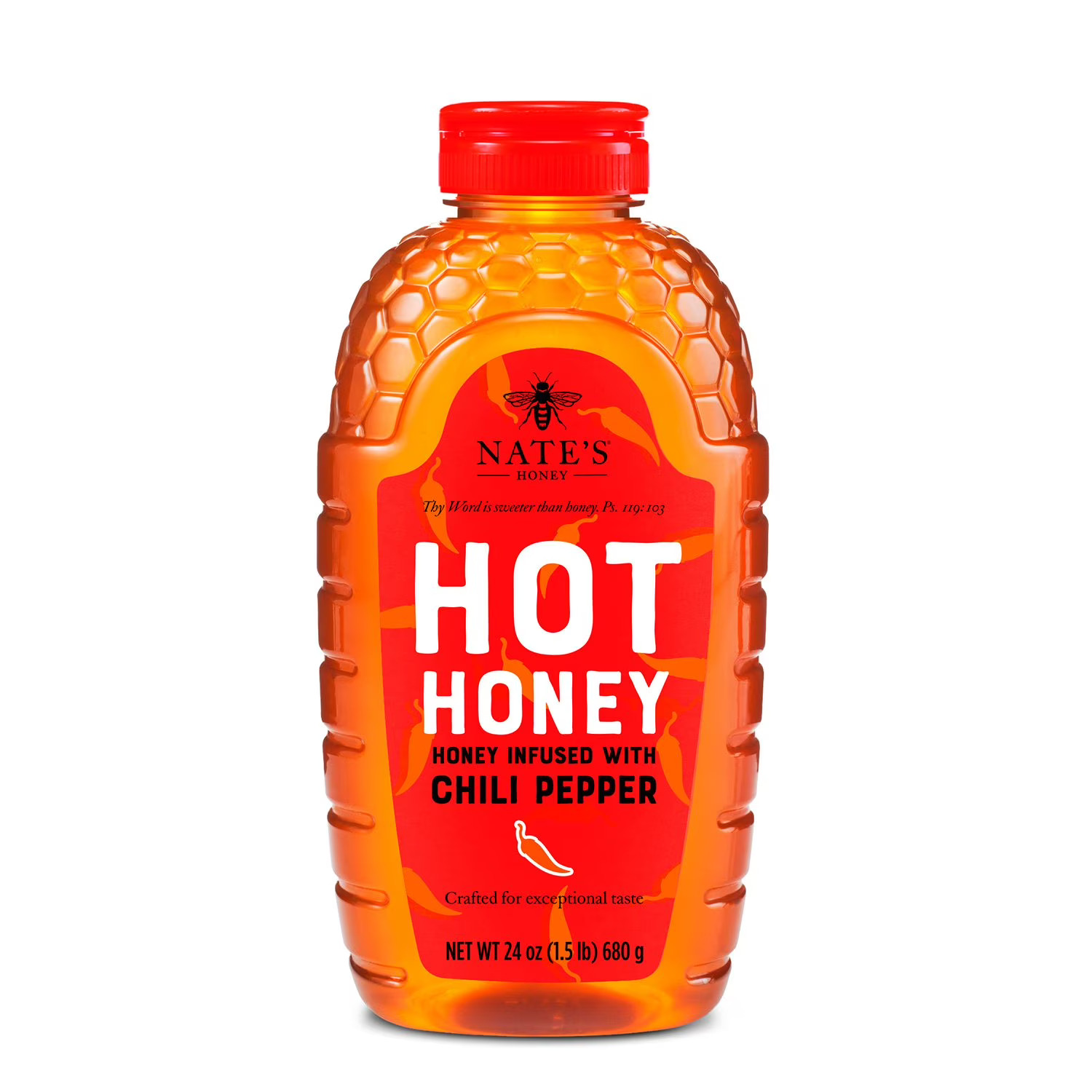 Nate's Honey 100% Pure Hot Honey with Habanero Chili Peppers, 24 oz.