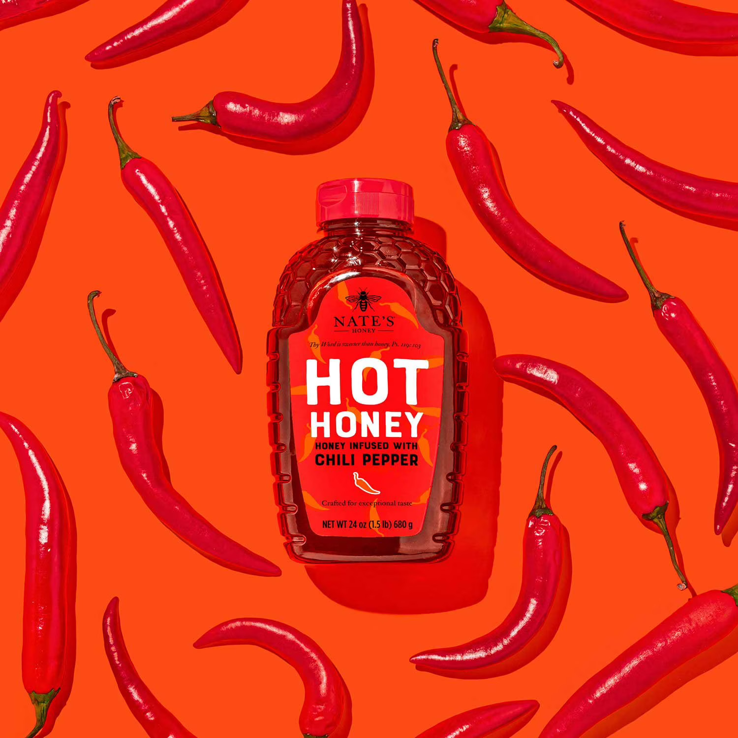 Nate's Honey 100% Pure Hot Honey with Habanero Chili Peppers, 24 oz. thumbnail 4