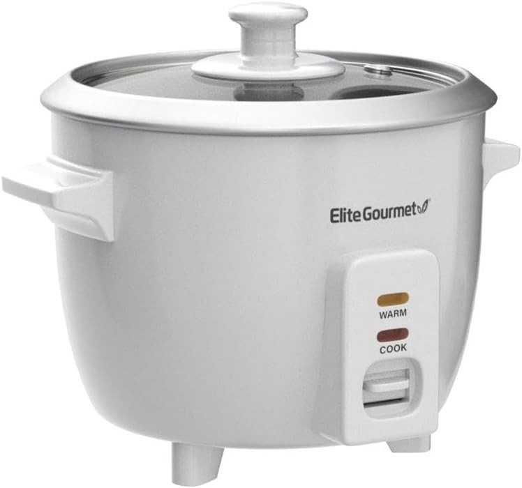 Elite Gourmet ERC-003 Electric Rice Cooker with Automatic Keep Warm Makes Soups, Stews, Grains, Hot Cereals, White, 6 Cups Cooked (3 Cups Uncooked) thumbnail 3