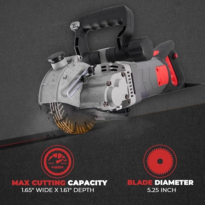 XtremepowerUS Wall Chaser Cutting Machine Wall Concrete Grooving Cutting w/Water Line Dust Port Infrared Sighting (Slotting Machine) thumbnail 2