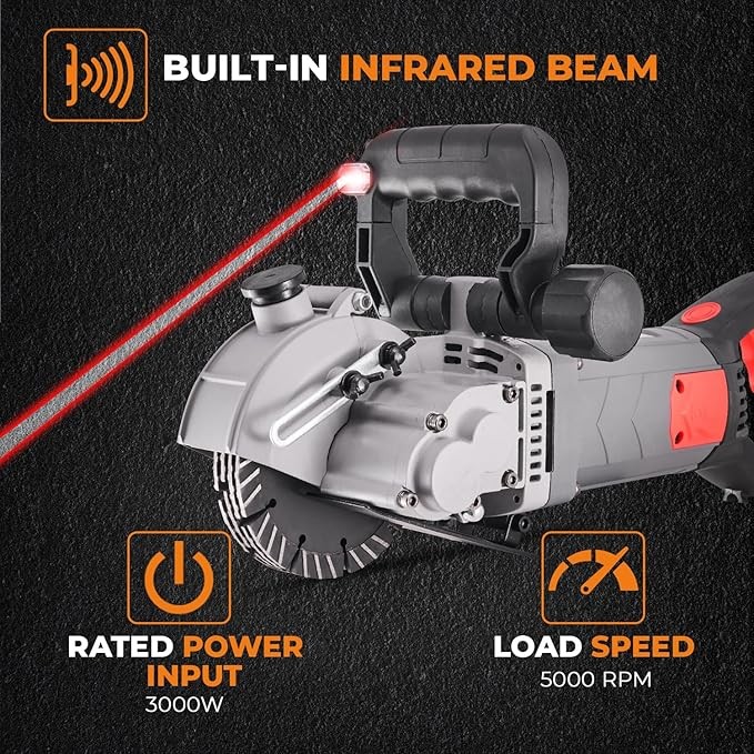 XtremepowerUS Wall Chaser Cutting Machine Wall Concrete Grooving Cutting w/Water Line Dust Port Infrared Sighting (Slotting Machine) thumbnail 3
