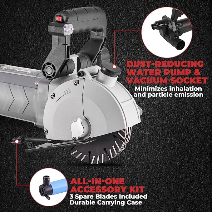 XtremepowerUS Wall Chaser Cutting Machine Wall Concrete Grooving Cutting w/Water Line Dust Port Infrared Sighting (Slotting Machine) thumbnail 6