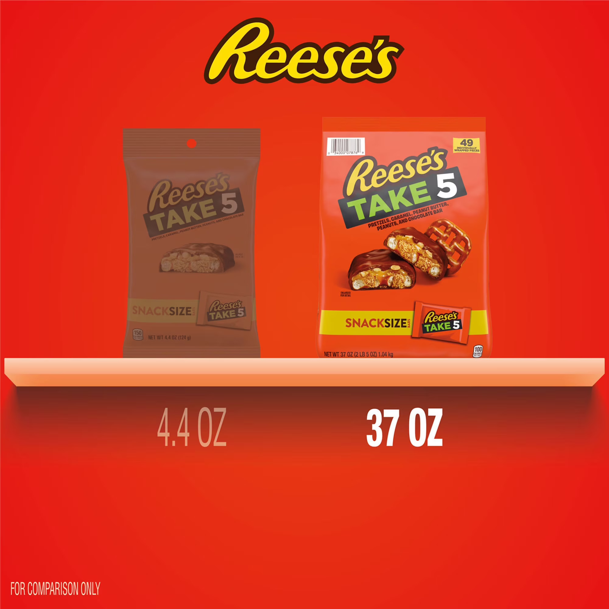 REESE'S TAKE 5 Chocolate Candy, Snack Size Bag, 37 oz. thumbnail 2