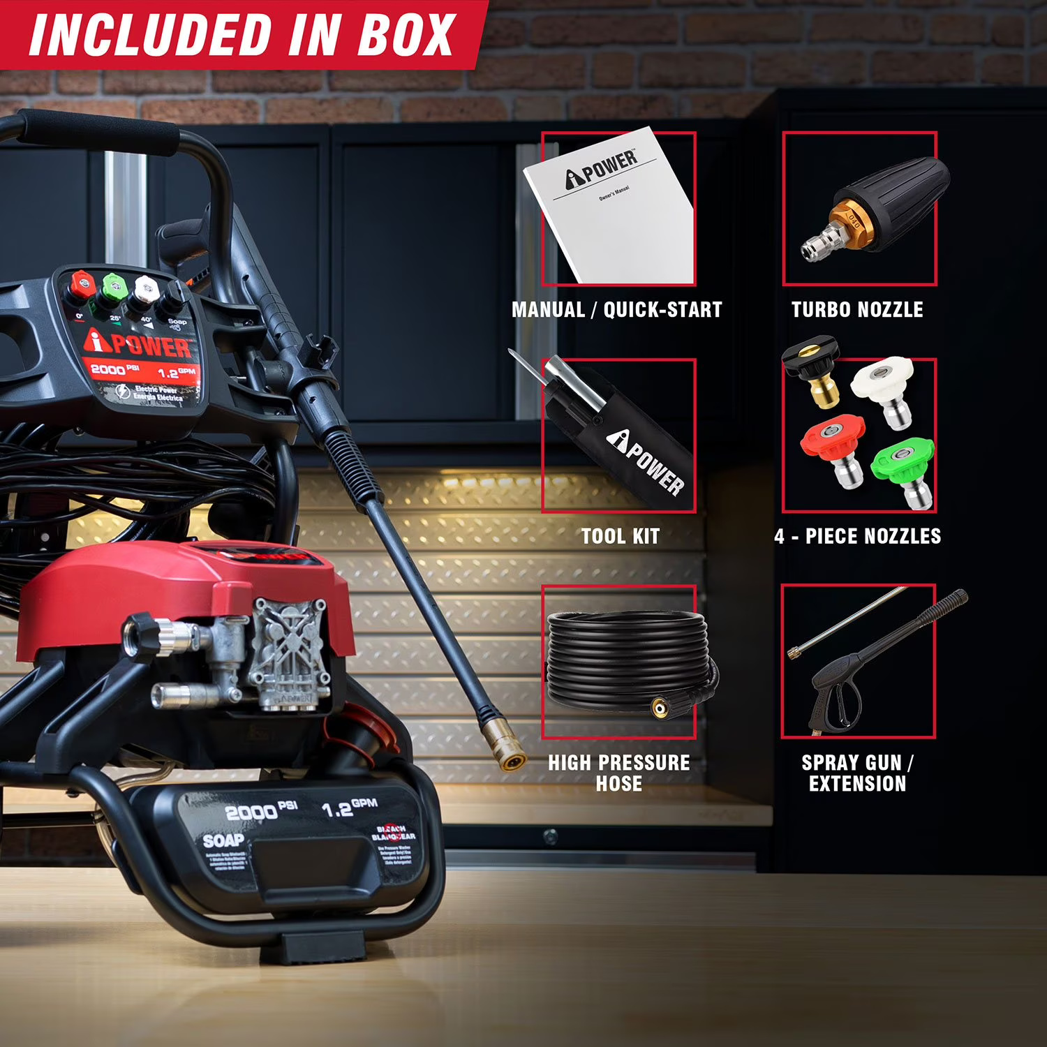 A-iPower PWE2000 Electric Cold Water Pressure Washer, 2000 PSI at 1.2 GPM thumbnail 4