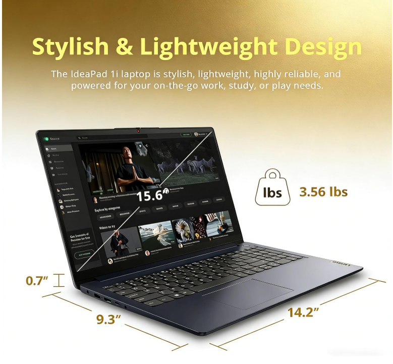 Lenovo IdeaPad Slim 3i • 15.6" FHD Laptop with Microsoft 365 Included • Intel N150 • 8GB DDR5RAM • 128GB SSD • Windows 11 Home thumbnail 2