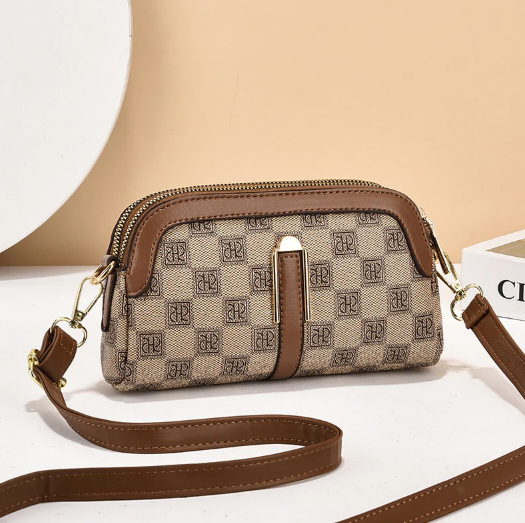 Yin Ximan Korean Style Chessboard Mini Square Crossbody Bag - Khaki thumbnail 3