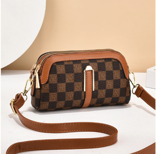 Yin Ximan Korean Style Chessboard Mini Square Crossbody Bag - Khaki thumbnail 2