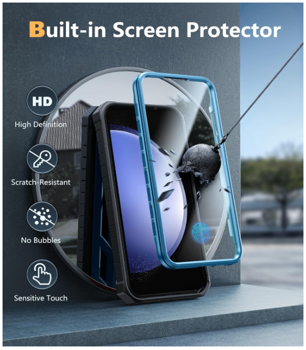FNTCASE for Samsung Galaxy S23-FE Case: Military Grade Protective Hard Phone Case with Kickstand | Screen Protector | Shockproof TPU Full Protection Drop Proof Phone Cover for Galaxy S23 FE 5G Blue thumbnail 2