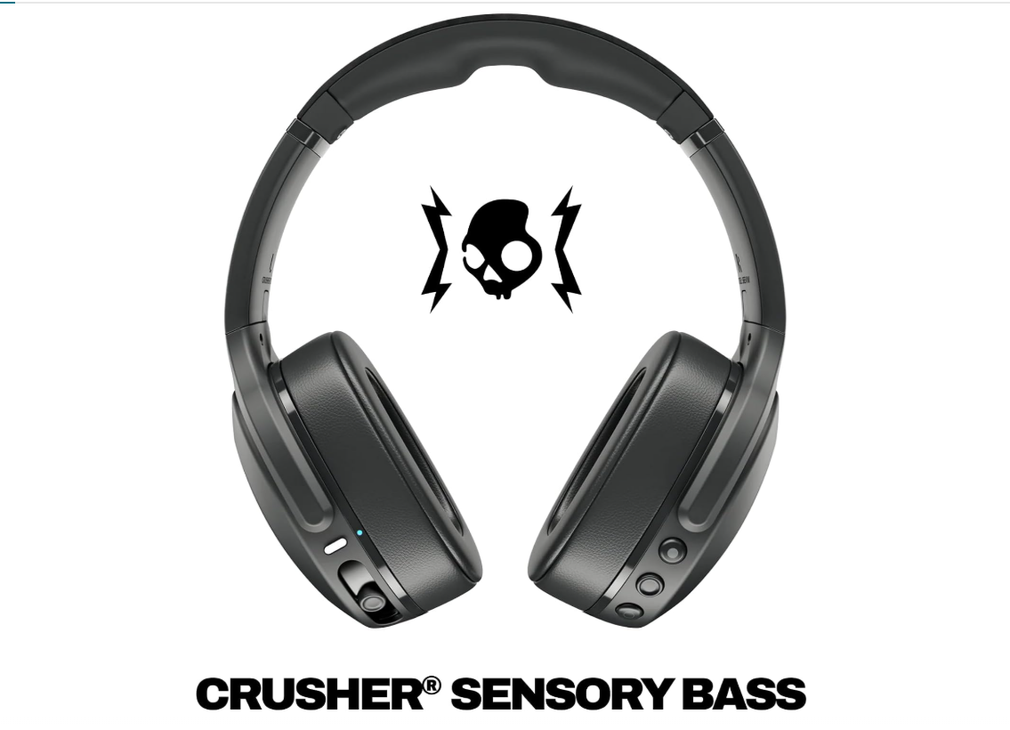 Skullcandy Crusher Evo Wireless Multi-Sensory Bass Headphones - True Black | Bluetooth, Noise Isolating Over-Ear Fit, 40 Hours Battery, Microphone, Working Out, Gym, Travel, Studying, Music thumbnail 2