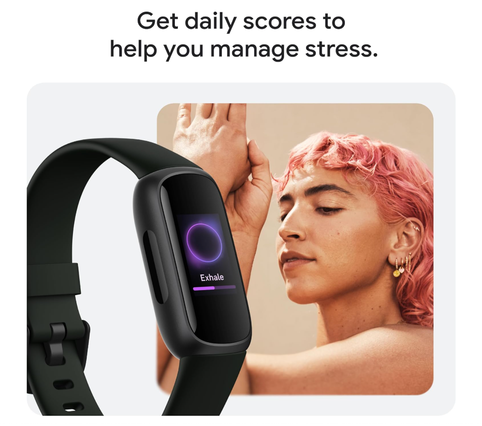 Google Fitbit Inspire 3 - Midnight Zen/Black - Small and Large Bands | Stress management, sleep tracking, 24/7 heart rate, 3-month Google Health Premium membership included, small and large bands. thumbnail 4