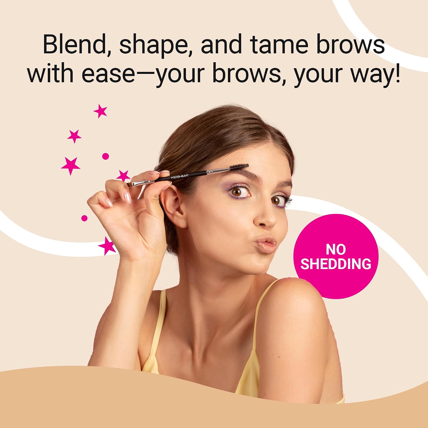 Eyebrow Brush Duo By KESHIMA – Premium Angled Eye Brow Brush & Spoolie thumbnail 2