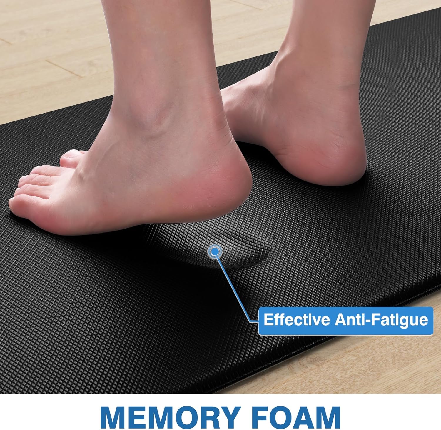 StepRite Kitchen Mats for Floor, 2-Piece Anti-Fatigue Kitchen Rugs, Black | 17.3" x 30" + 17.3" x 47", cushioned comfort, water-resistant, easy to clean, non-slip bottom, kitchen floor, standing desk thumbnail 2