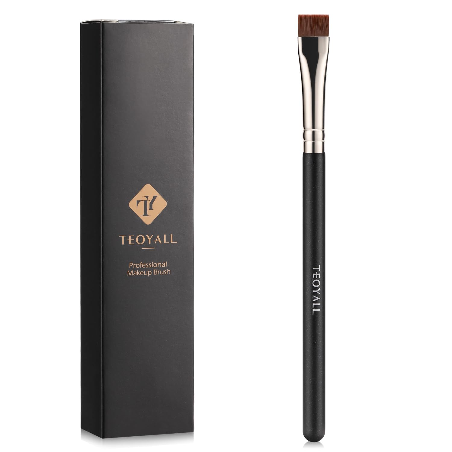 Thin Flat Eyeliner Brush, Precise Eyebrow Definer Multitask Brush | Draws sharp winged eyeliner precisely. Fills brows with natural hair-like strokes. Works with gel cream liquid powder