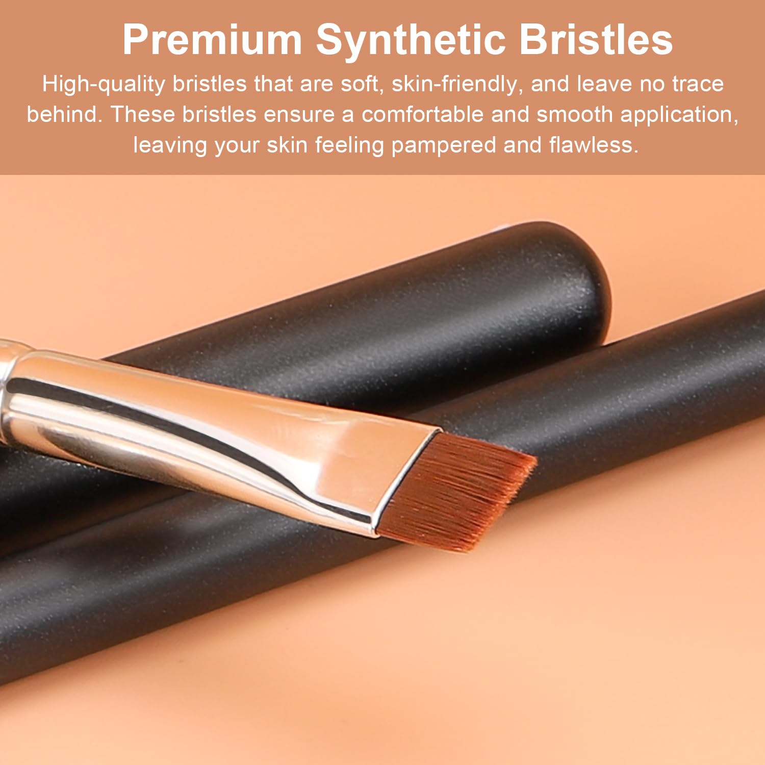 Thin Flat Eyeliner Brush, Precise Eyebrow Definer Multitask Brush | Draws sharp winged eyeliner precisely. Fills brows with natural hair-like strokes. Works with gel cream liquid powder thumbnail 2