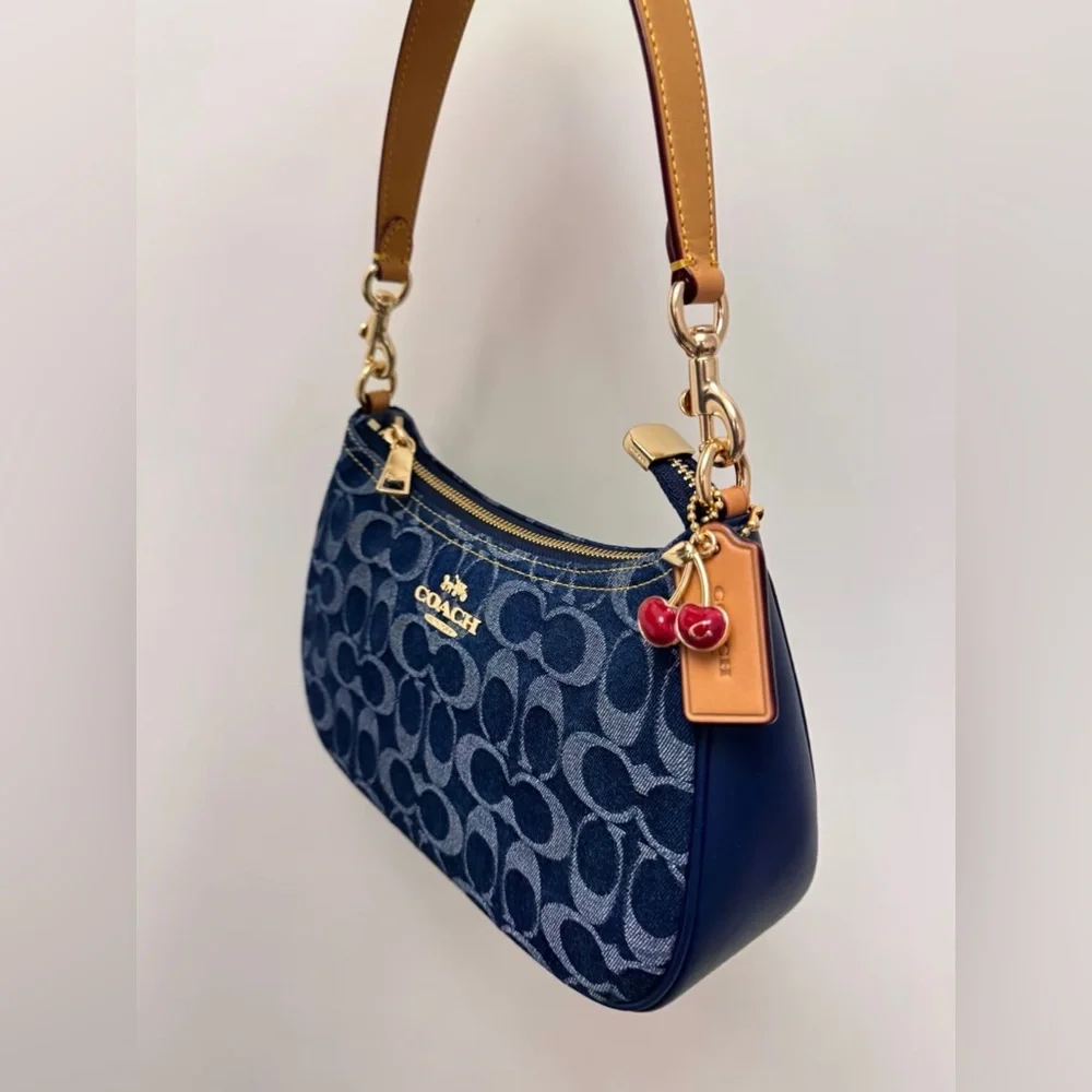 Coach Teri Shoulder Bag in Signature Denim, Denim/Natural, Style CAF82 thumbnail 2
