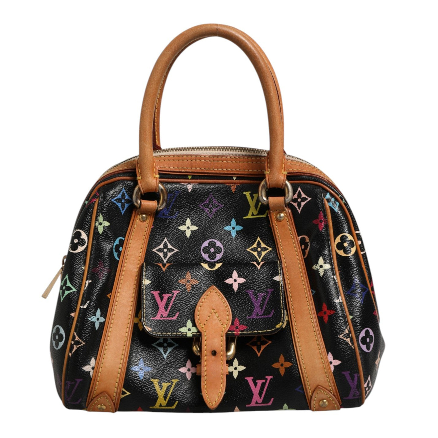 Louis Vuitton  Black Monogram Multicolor Canvas Priscilla Handbag