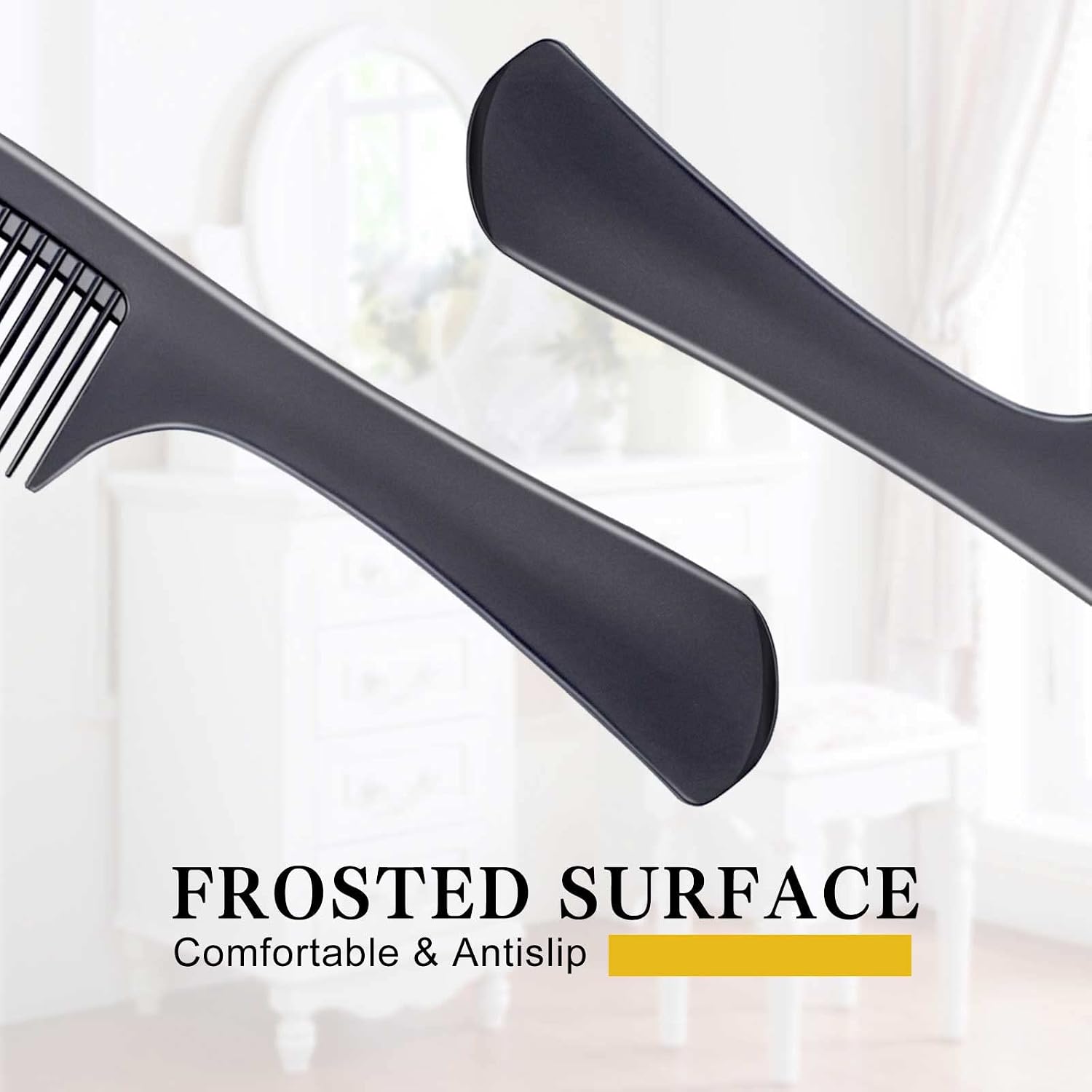 4 Pieces Combs for Women and Man, Premium Black Carbon Fiber Hair Comb Set for Teasing and Parting, Professional Combs for Hair Stylist, Fine and Wide Tooth Styling Comb for All Hair Types thumbnail 2