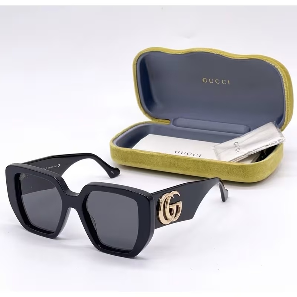 Women’s Geometric Square Sunglasses, Black Frame with Grey Lenses, 54mm
