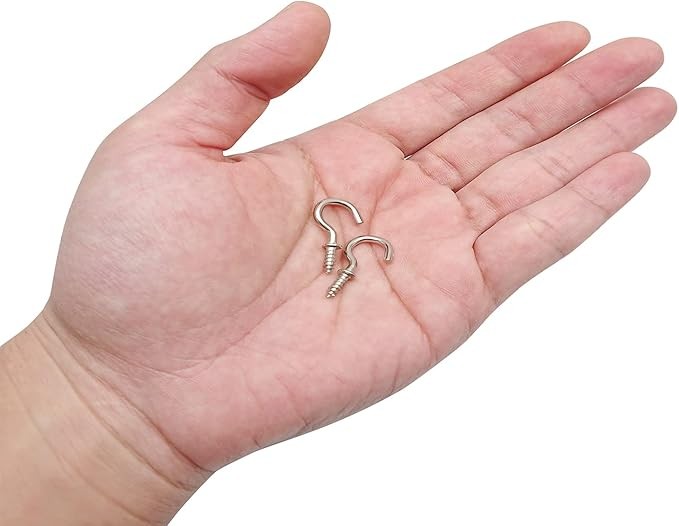 1 Inch Metal Cup Hooks Ceiling Screw Hooks 100 Pcs for Attachment and Suspension, Silver thumbnail 7