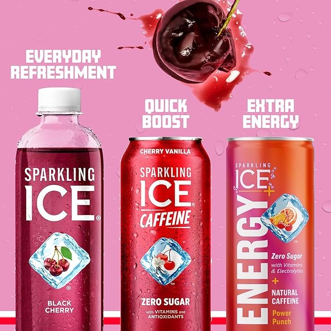 Sparkling Ice Caffeine Cherry Vanilla Sparkling Water with Caffeine, Zero Sugar, with Antioxidants and Vitamins,16 fl oz Cans (Pack Of 12) thumbnail 3